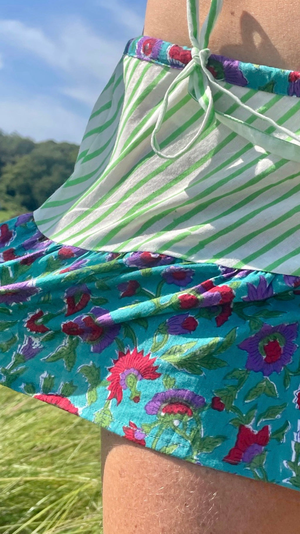 Titti Green Stripe Mini Skirt