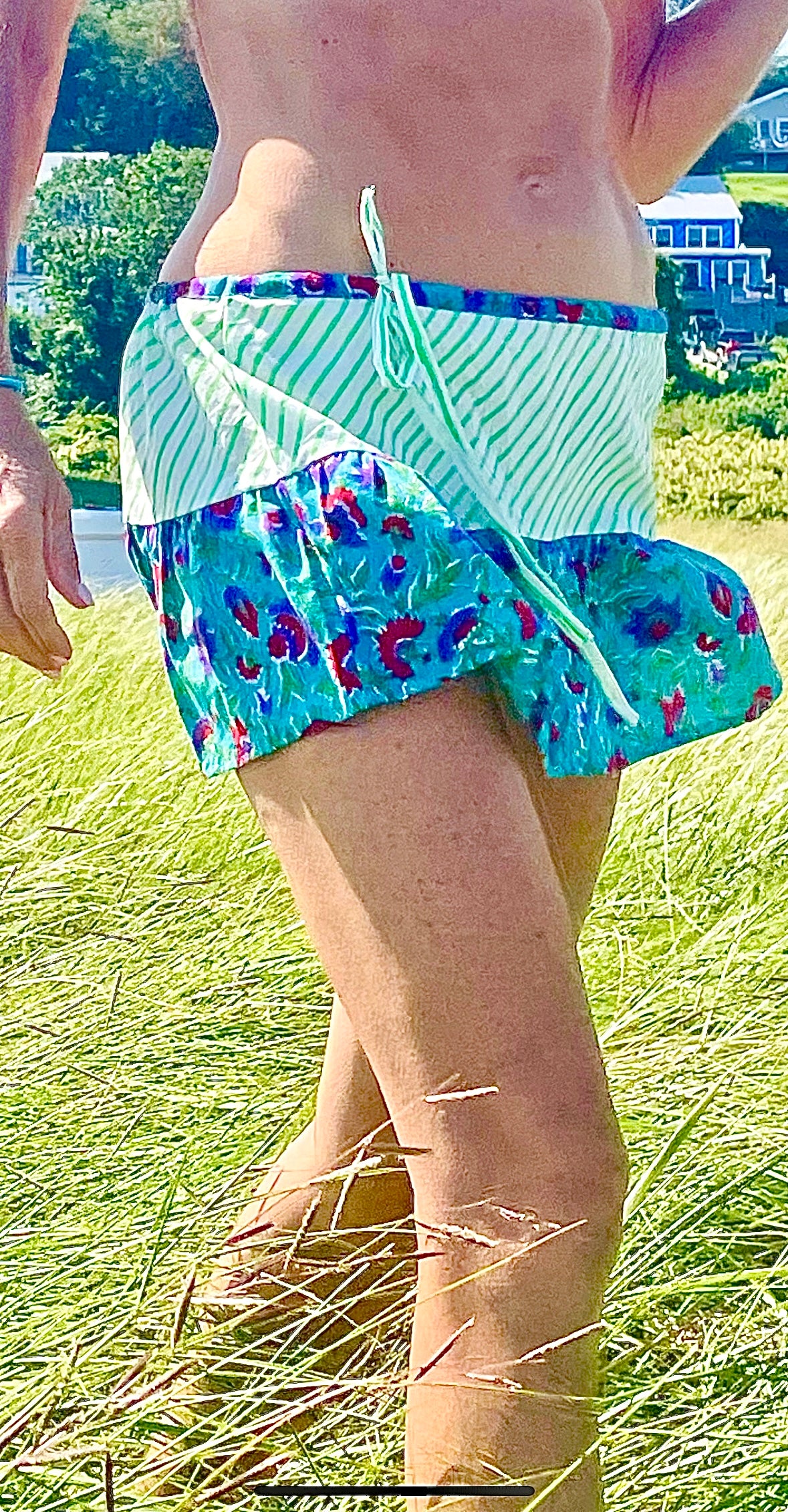 Titti Green Stripe Mini Skirt