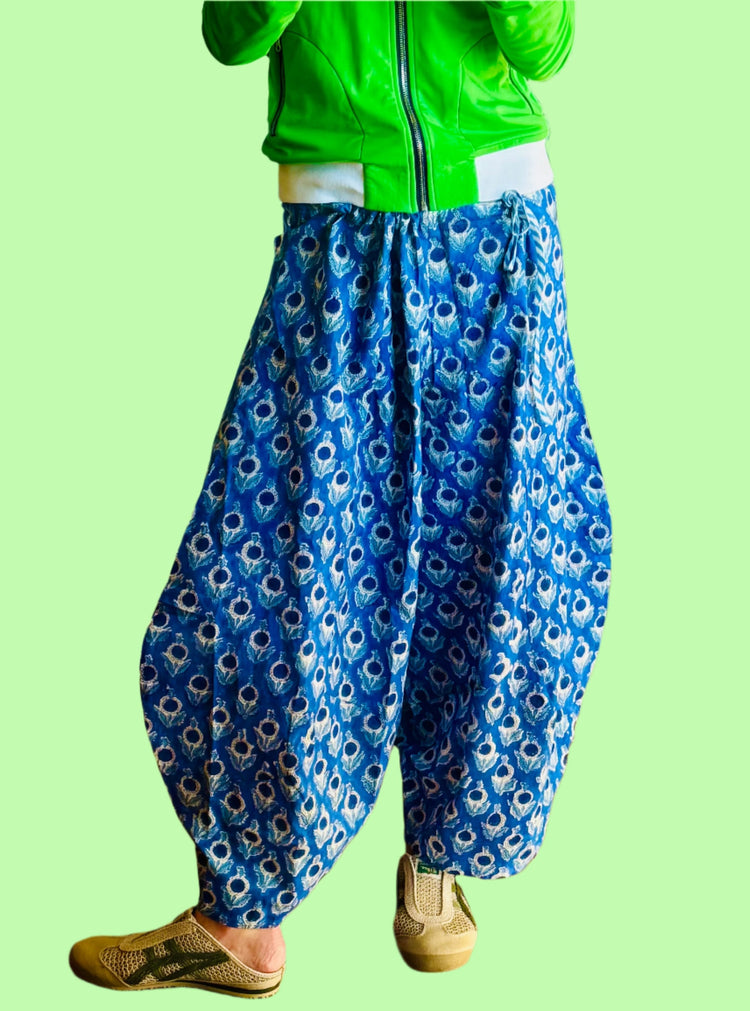 Loose fitting lightweight floral block print pants made for chilling