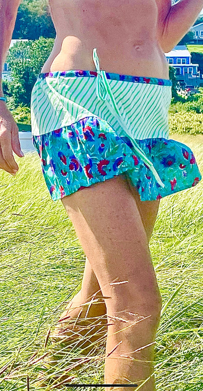 Titti Green Stripe Mini Skirt