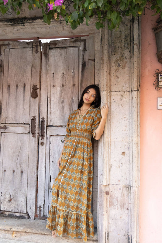 Tatiana Ochre Dress