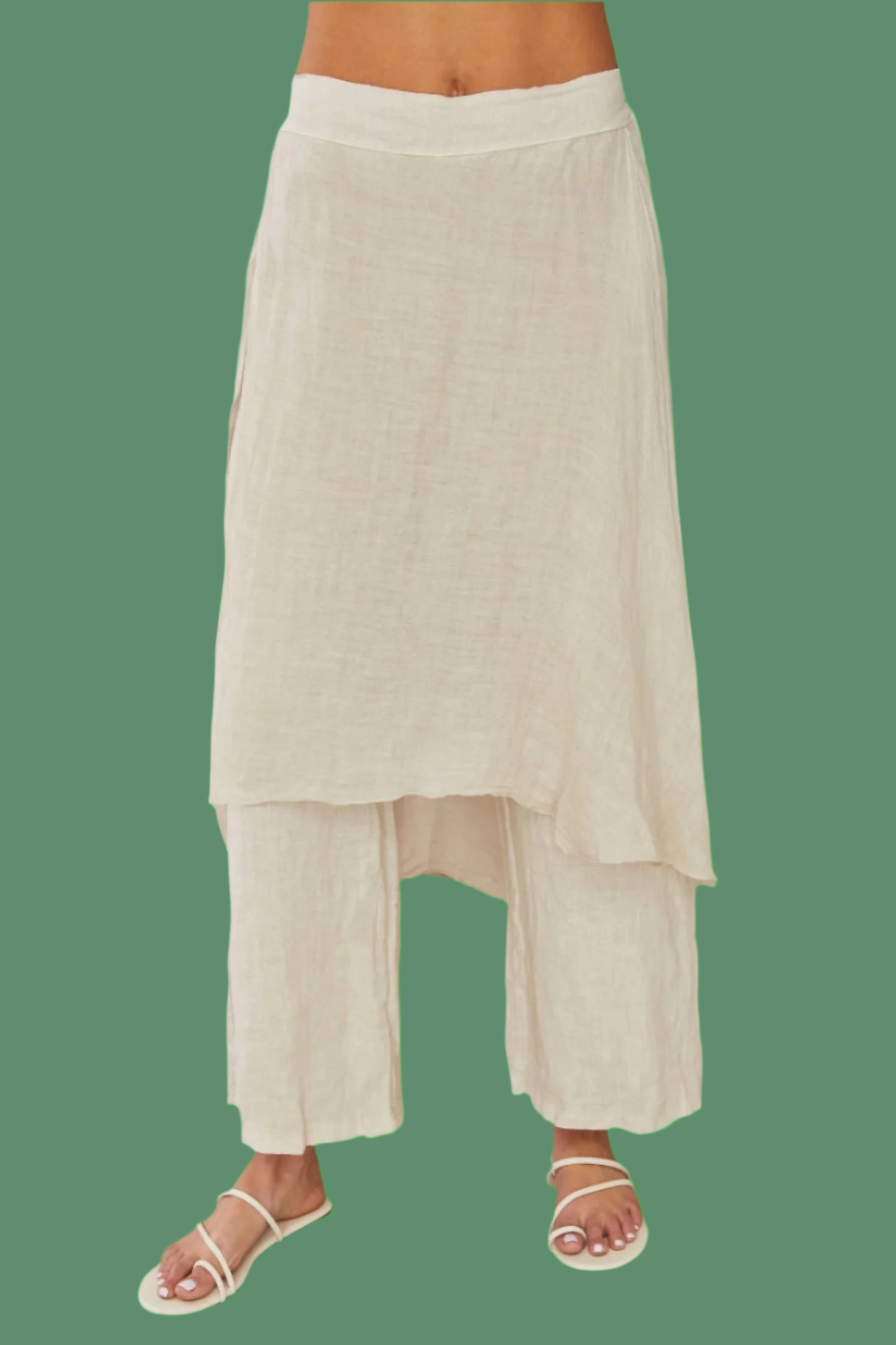 Wide Linen Monk Pants